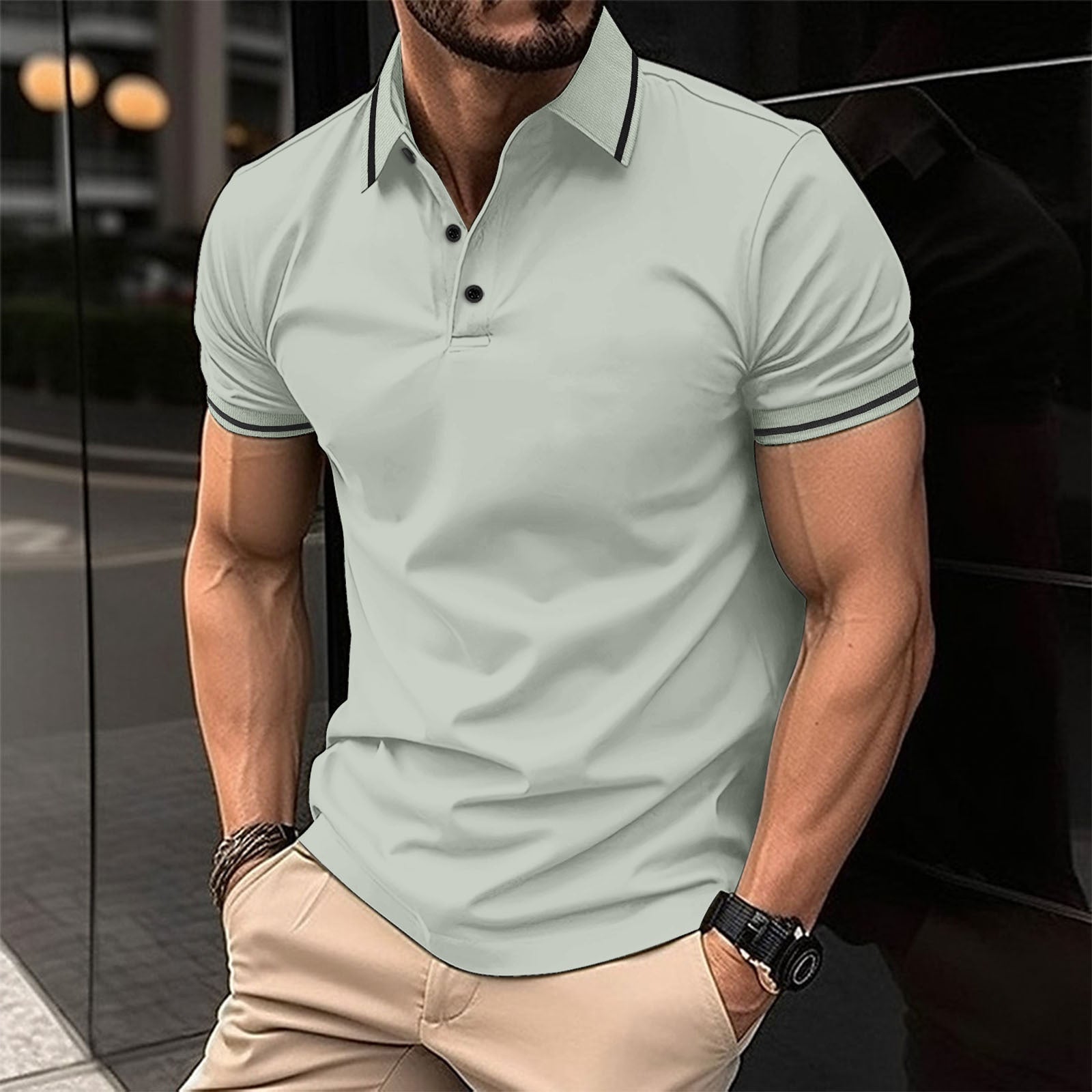 Herren Polo-Shirt mit Kontraststreifen