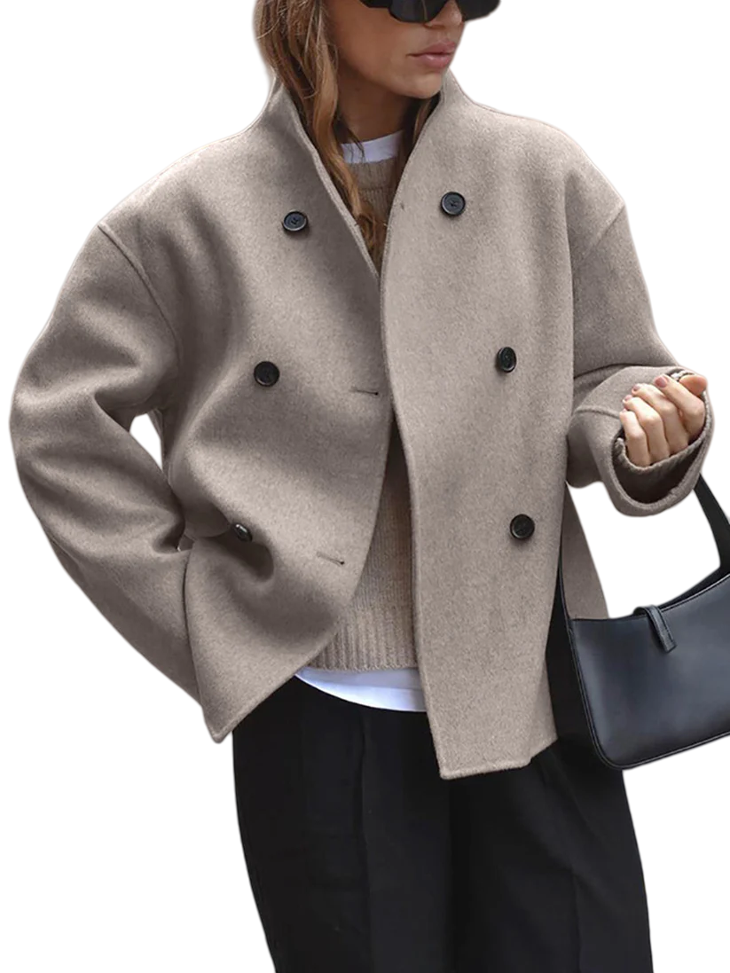 Trendige, weitgefasste Jacke mit Knopfverschluss für Damen