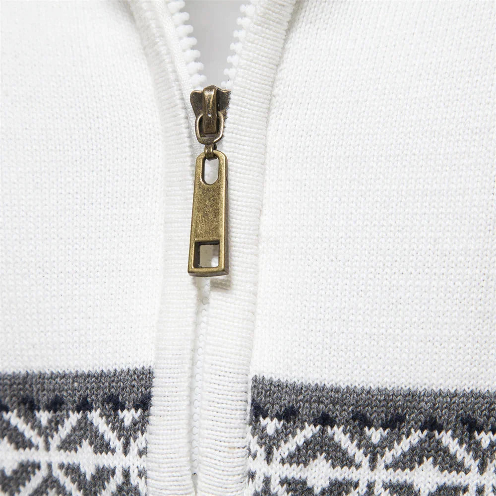 Herren Pullover mit Retro-Muster und Stehkragen