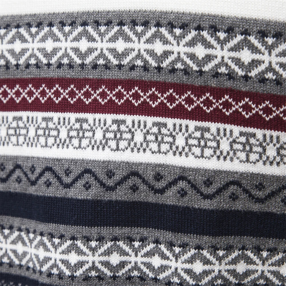 Herren Pullover mit Retro-Muster und Stehkragen