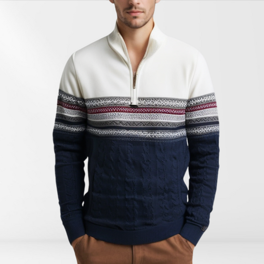 Herren Pullover mit Retro-Muster und Stehkragen