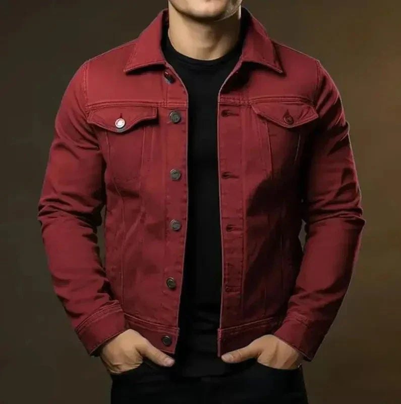 Herren Jeansjacke aus Baumwolle mit geradem Schnitt und Brusttaschen