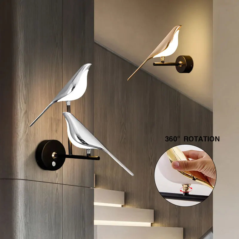 Moderne LED -Kunstdesign Vogel Wandleuchte