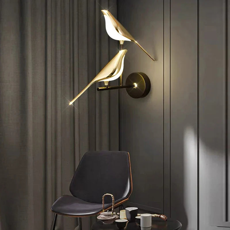 Moderne LED -Kunstdesign Vogel Wandleuchte