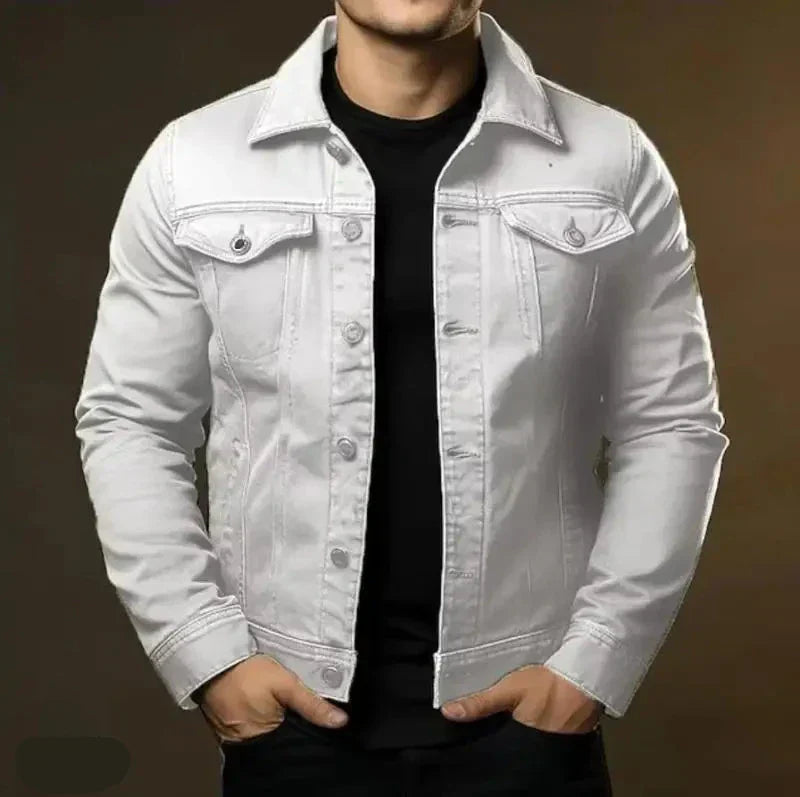 Herren Jeansjacke aus Baumwolle mit geradem Schnitt und Brusttaschen