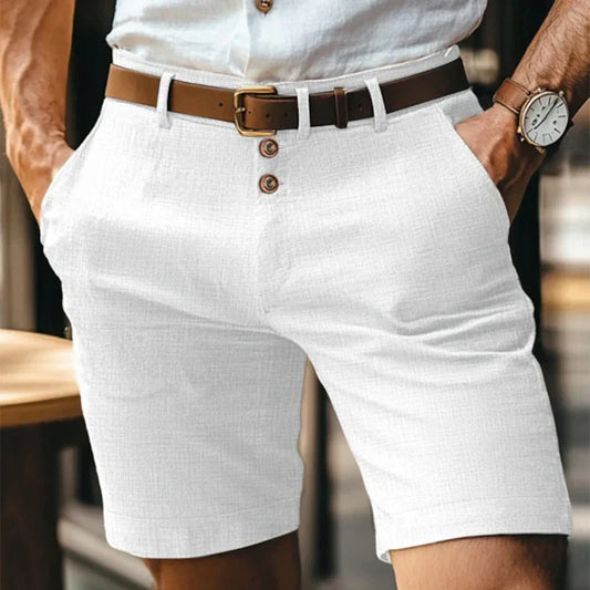 Leichte Herren-Shorts im Vintage-Look mit Leinen-Anteil