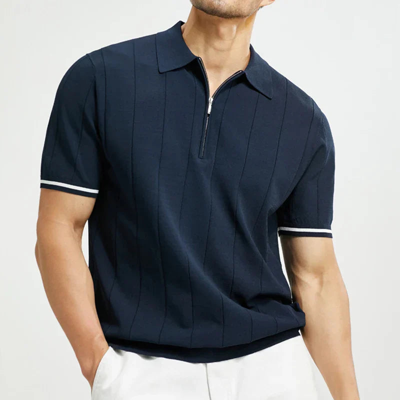 Herren Strickpolo mit Reißverschlusskragen im modernen Stil