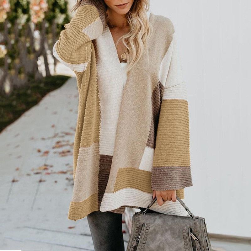 Damen Strickjacke mit Blockstreifen