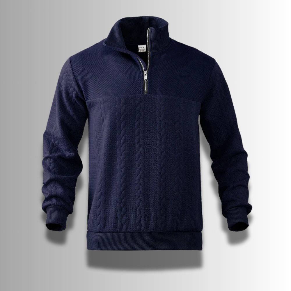Herren Pullover Merinowolle halb Reißverschluss