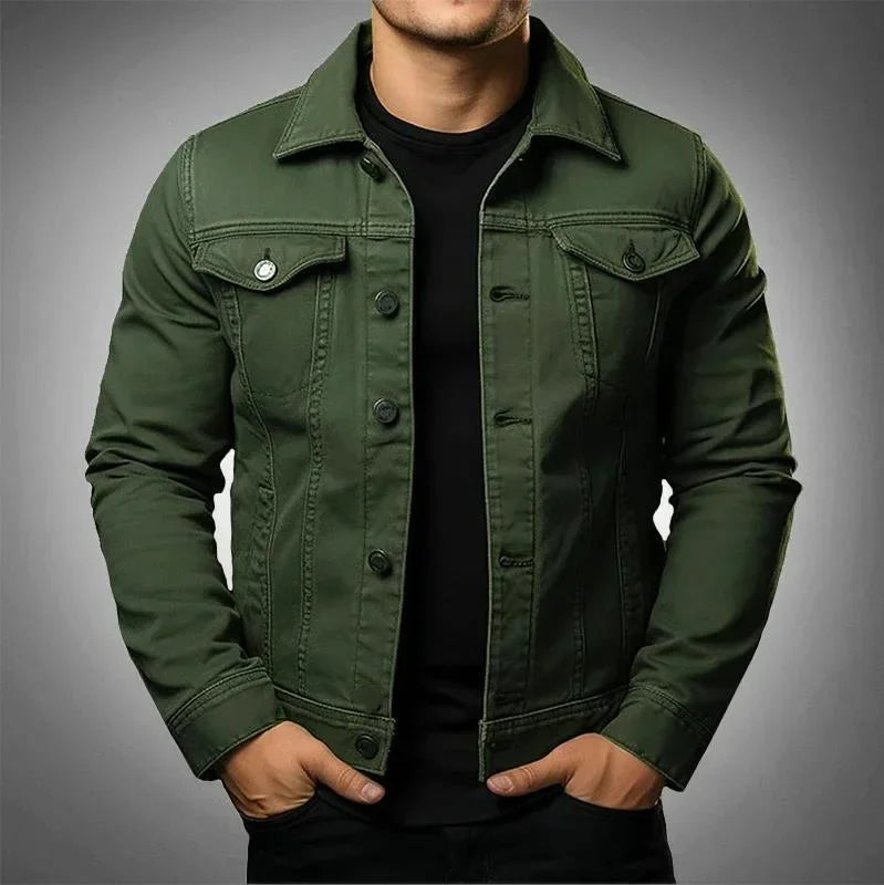 Herren Jeansjacke aus Baumwolle mit geradem Schnitt und Brusttaschen