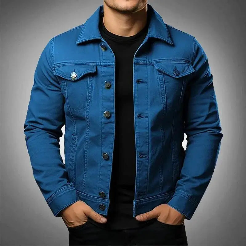 Herren Jeansjacke aus Baumwolle mit geradem Schnitt und Brusttaschen