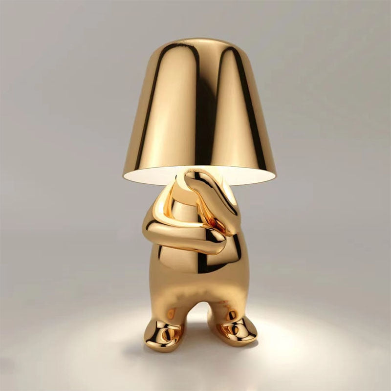 Moderne Designer Tischlampe mit Skulptur-Fuß