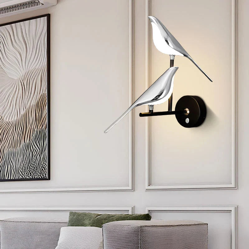 Moderne LED -Kunstdesign Vogel Wandleuchte