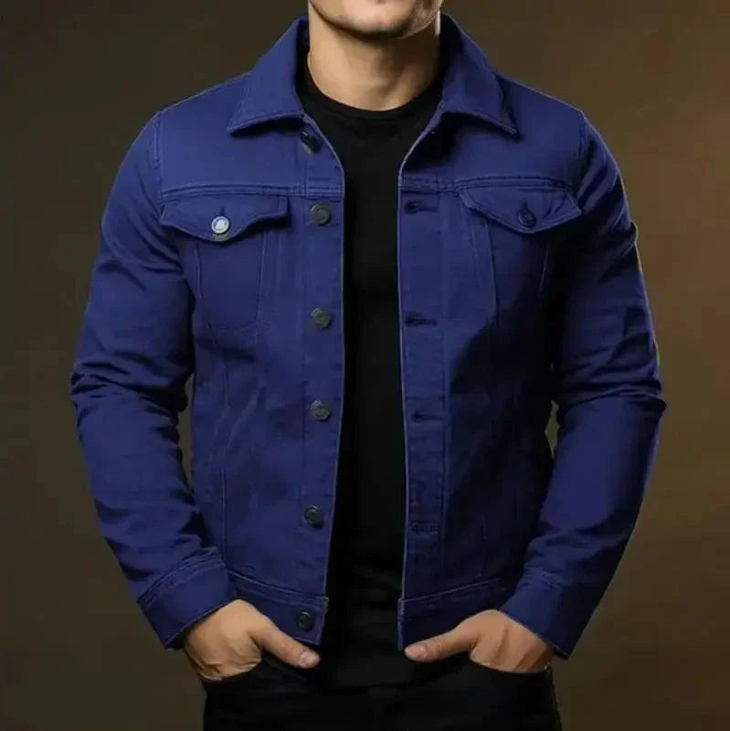 Herren Jeansjacke aus Baumwolle mit geradem Schnitt und Brusttaschen