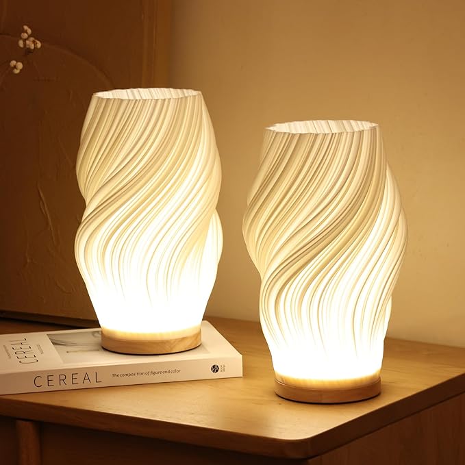 LED Tischlampe Wellenstruktur – Dimmbare Designerlampe mit USB-Anschluss