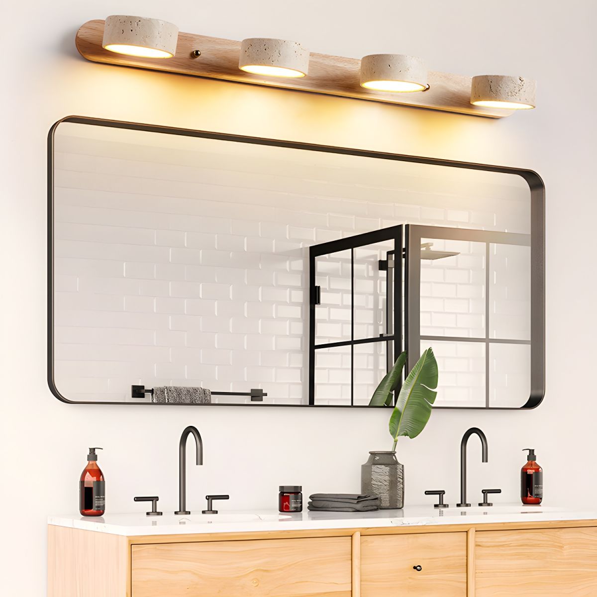 Travero Duo Wandleuchte – Modern, Doppelarm, Travertin-Optik