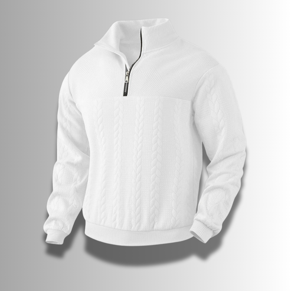 Herren Pullover Merinowolle halb Reißverschluss