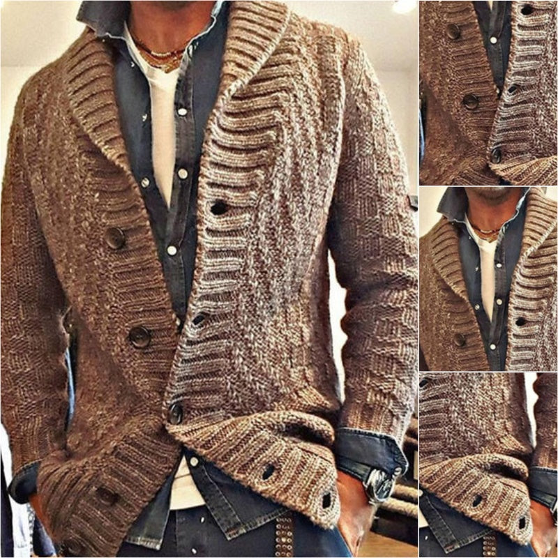 Herren Strickjacke im Vintage-Stil mit Reverskragen