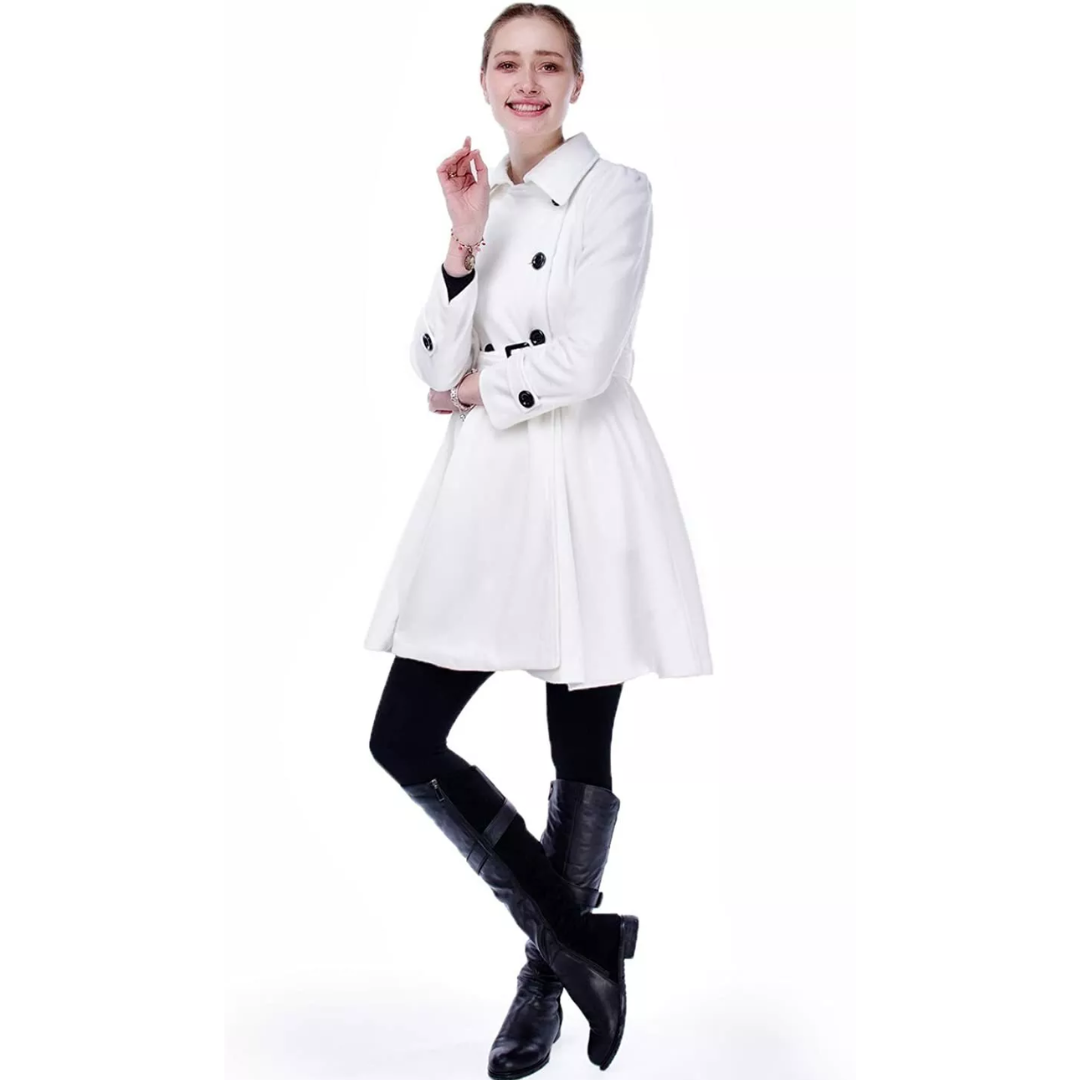 Doppelreihiger Woll-Peacoat mit Gürtel
