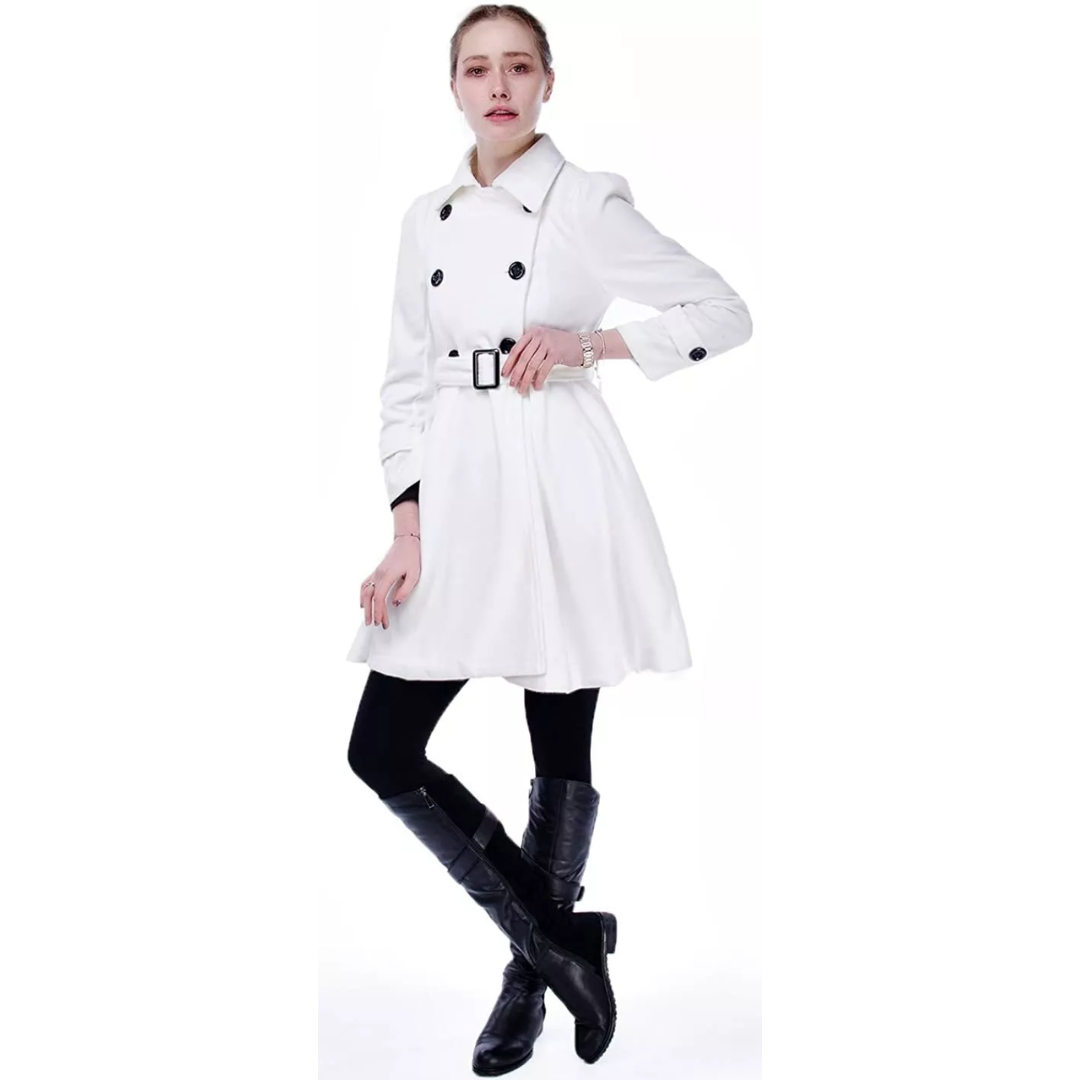 Doppelreihiger Woll-Peacoat mit Gürtel