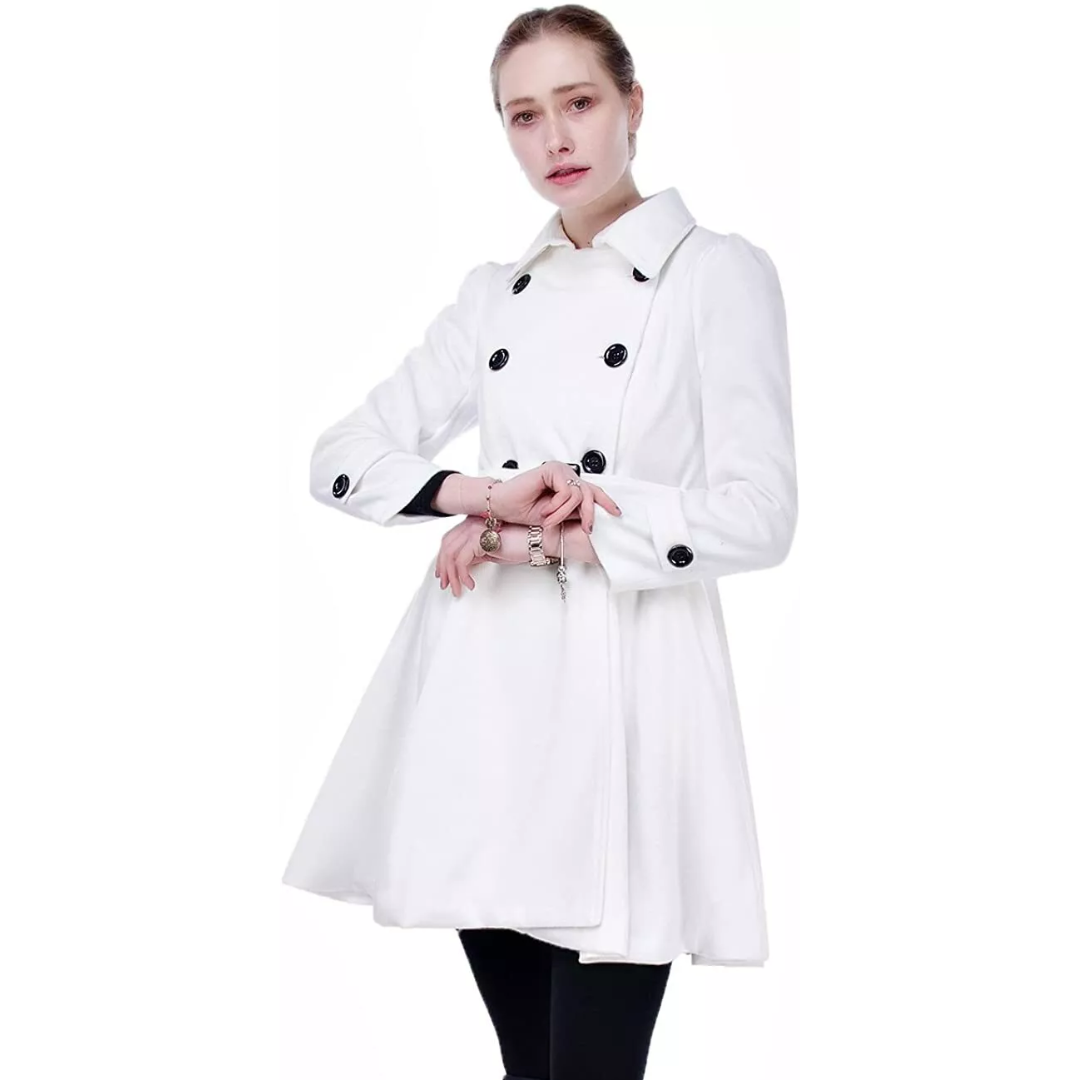 Doppelreihiger Woll-Peacoat mit Gürtel