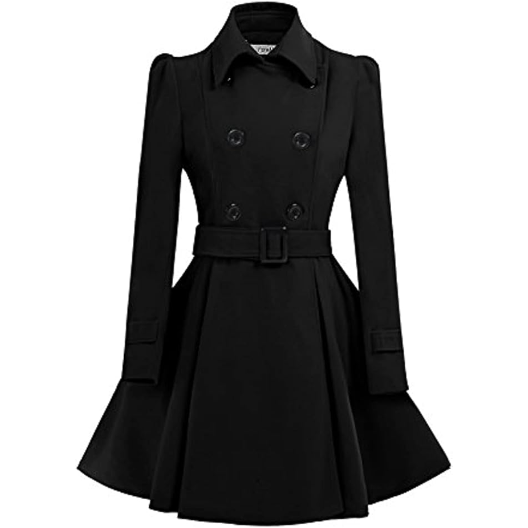 Doppelreihiger Woll-Peacoat mit Gürtel