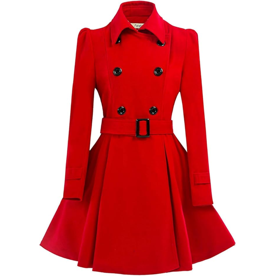 Doppelreihiger Woll-Peacoat mit Gürtel