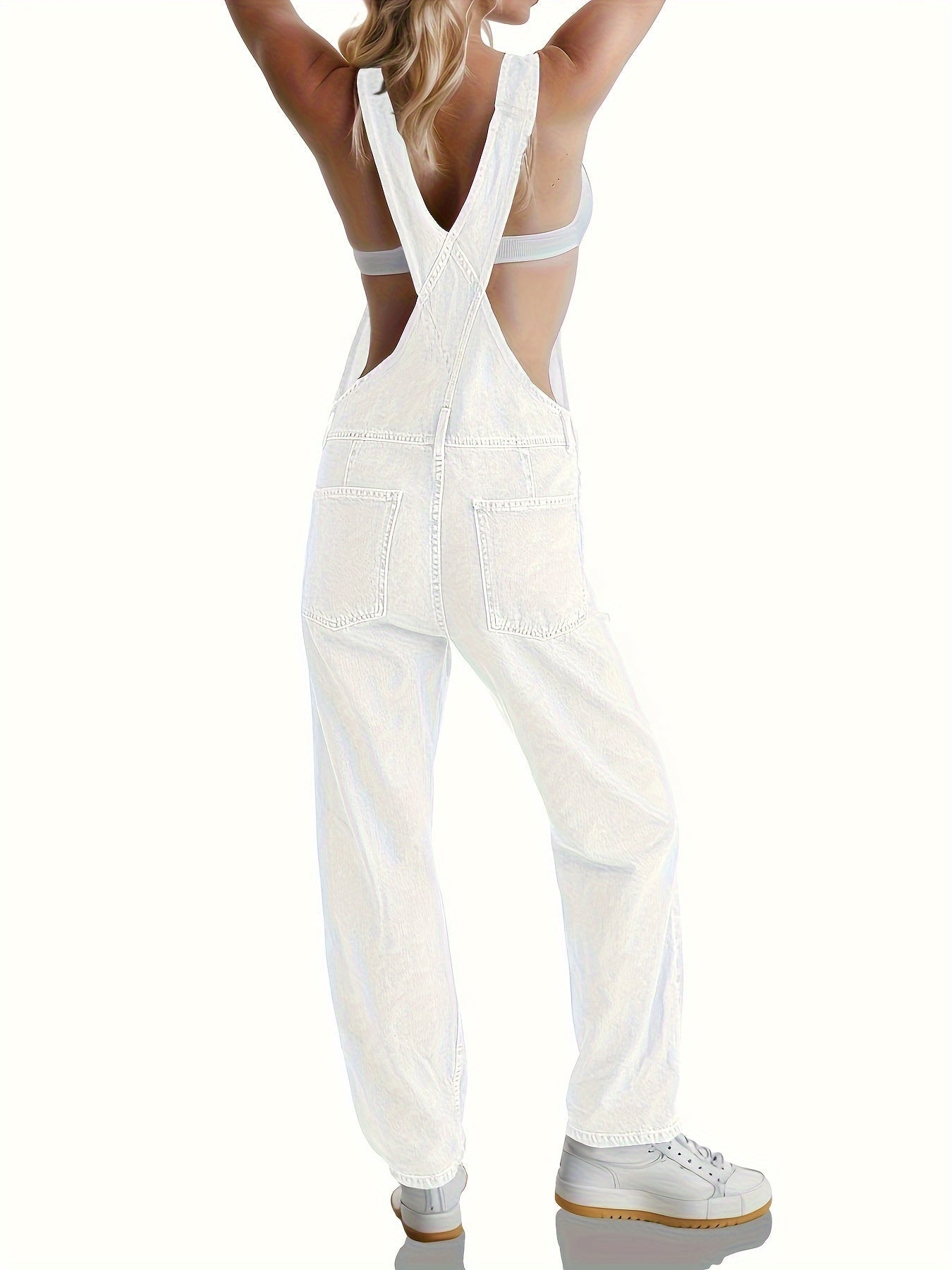 Damen Jeans Jumpsuit aus Denim mit lockerer Passform und Taschen