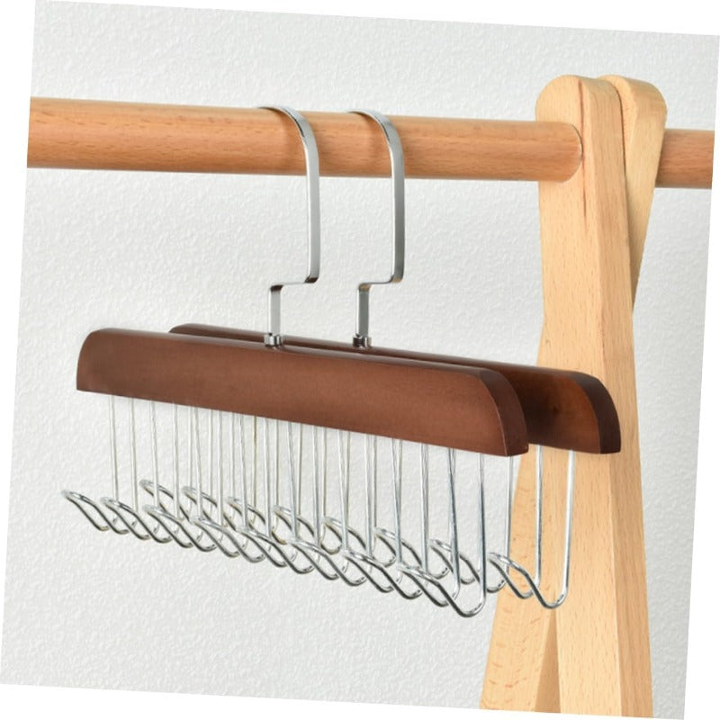 Solid Wood & Steel Multi-Hook Closet Hanger