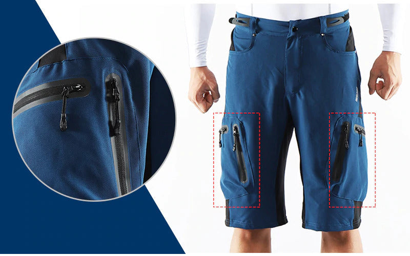 Herren Outdoor Radhose mit atmungsaktivem Material und Reißverschlusstaschen