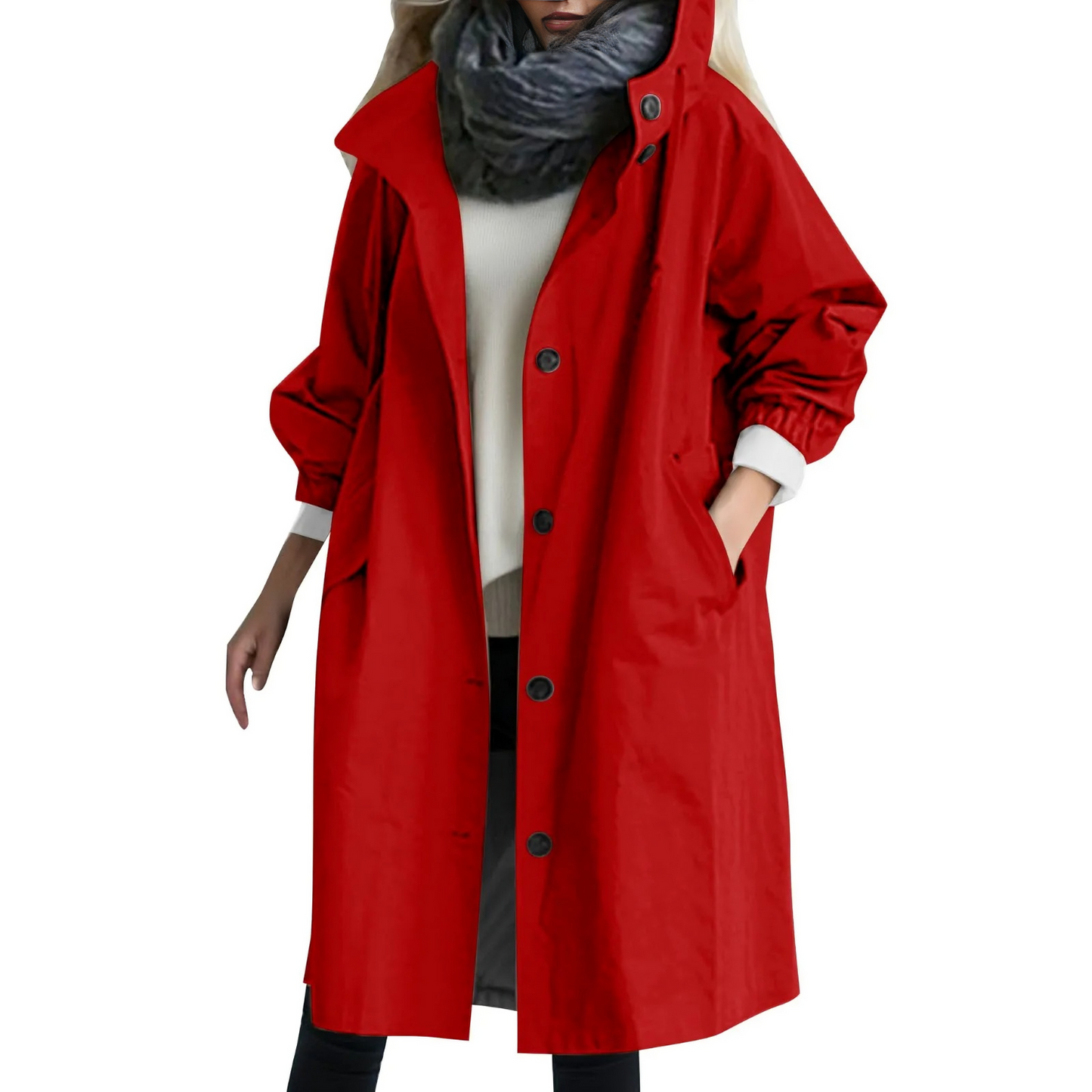 Wasserdichter Trenchcoat mit Kapuze für Damen
