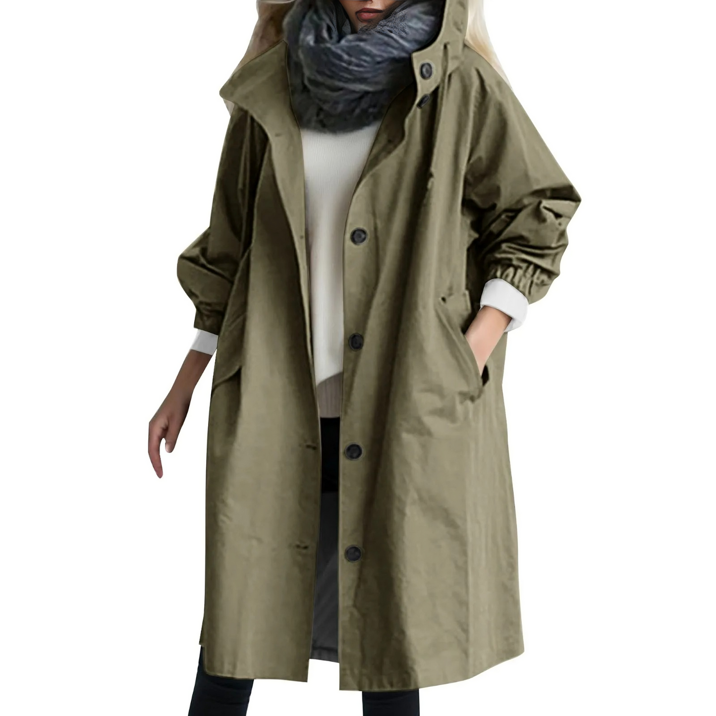 Wasserdichter Trenchcoat mit Kapuze für Damen