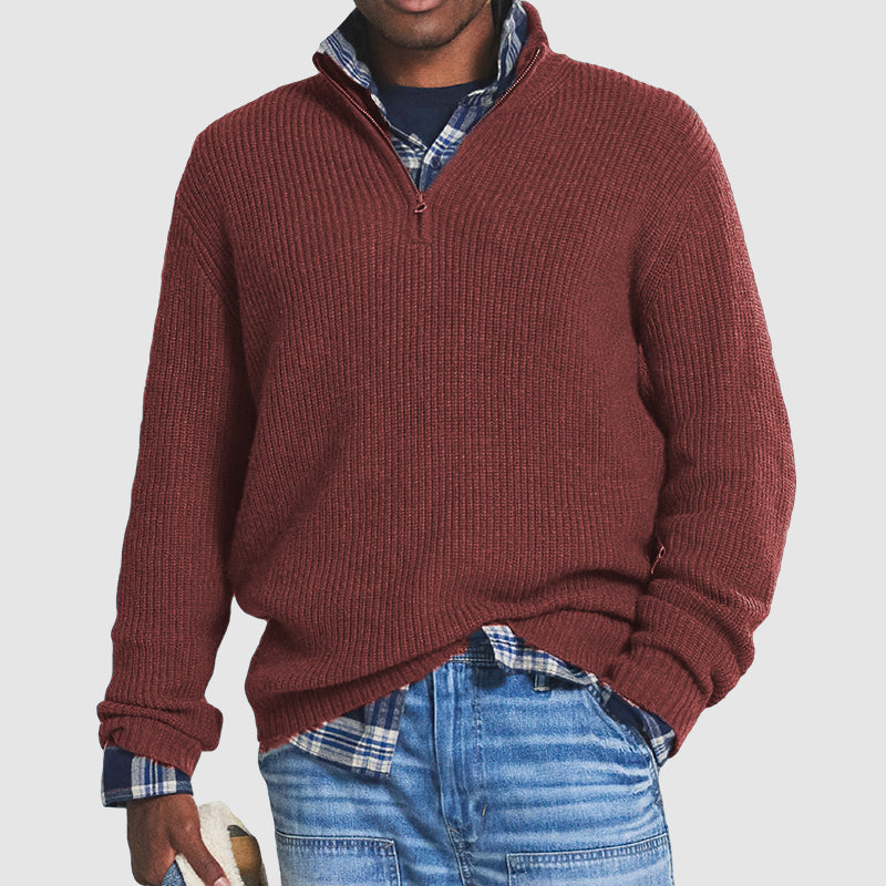 Herren Kaschmirpullover mit Reißverschluss warm weich bequem