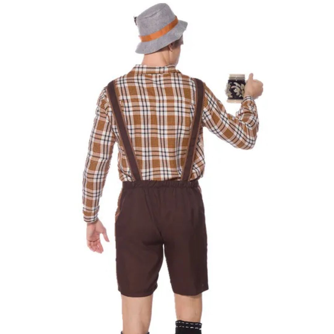 Traditionelles Herren-Oktoberfestkostüm mit kariertem Hemd