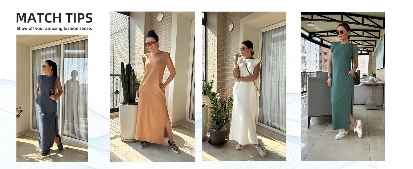 Ärmelloses Maxikleid mit Taschen für Sommerkomfort und Bewegungsfreiheit