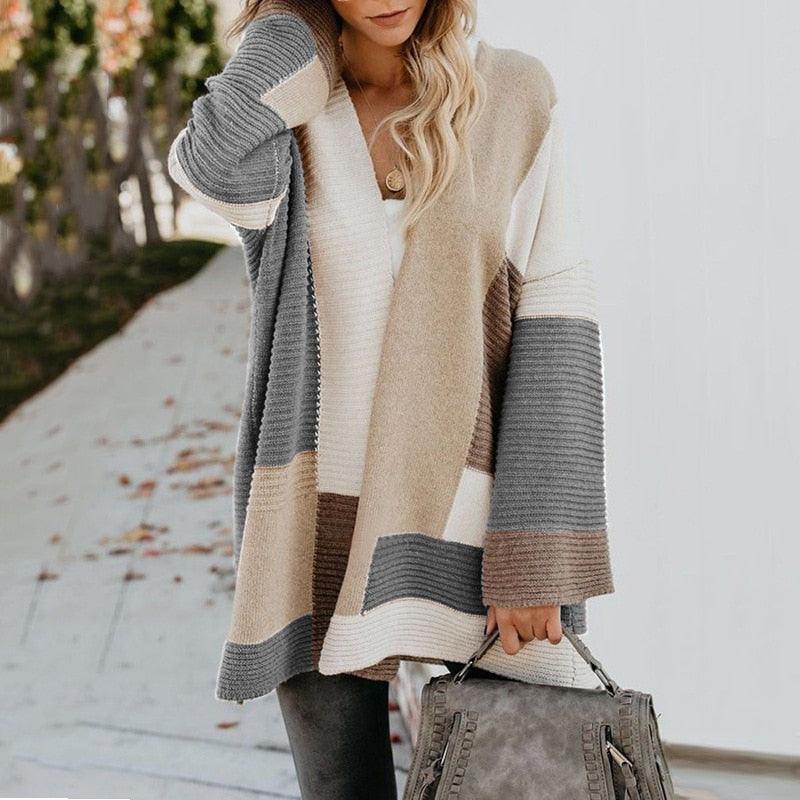 Damen Strickjacke mit Blockstreifen