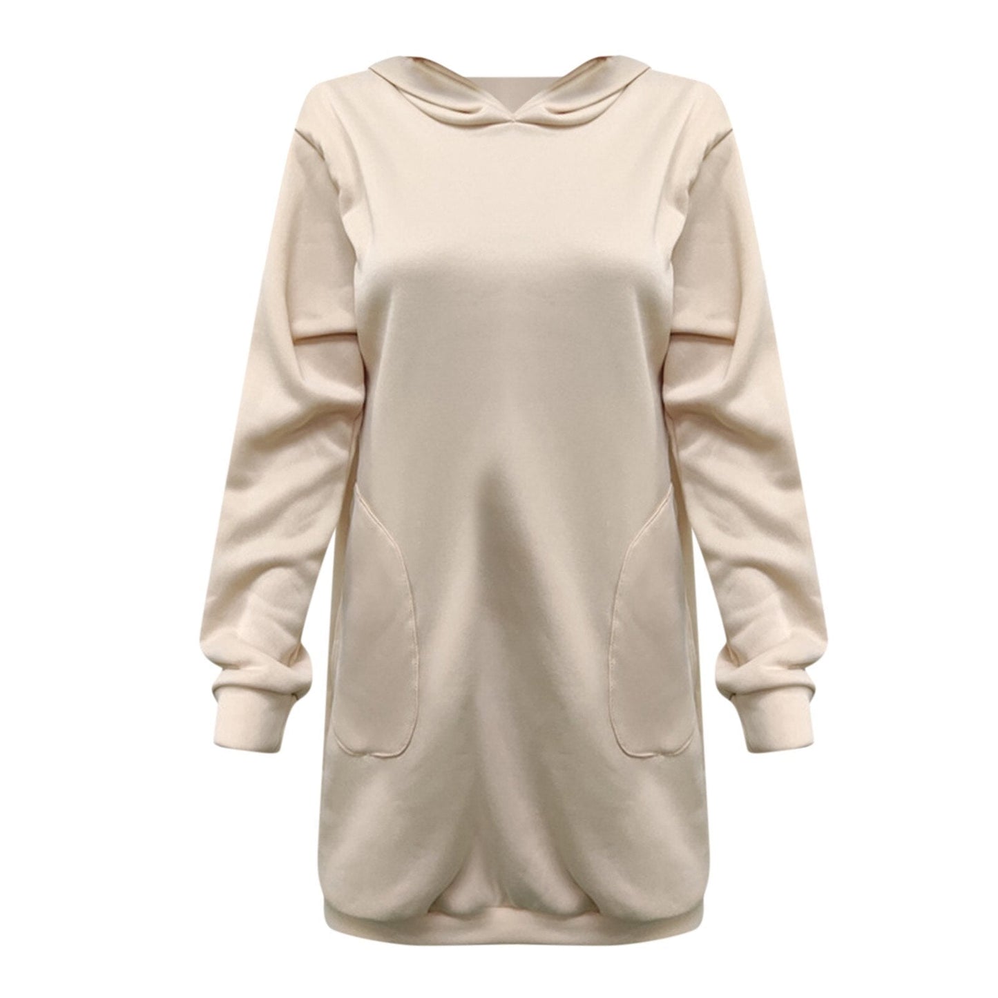 Hoodiekleid für Damen mit Kapuze und langen Ärmeln aus Baumwolle