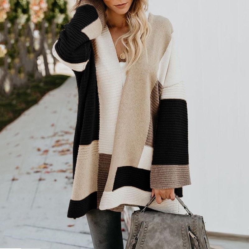 Damen Strickjacke mit Blockstreifen