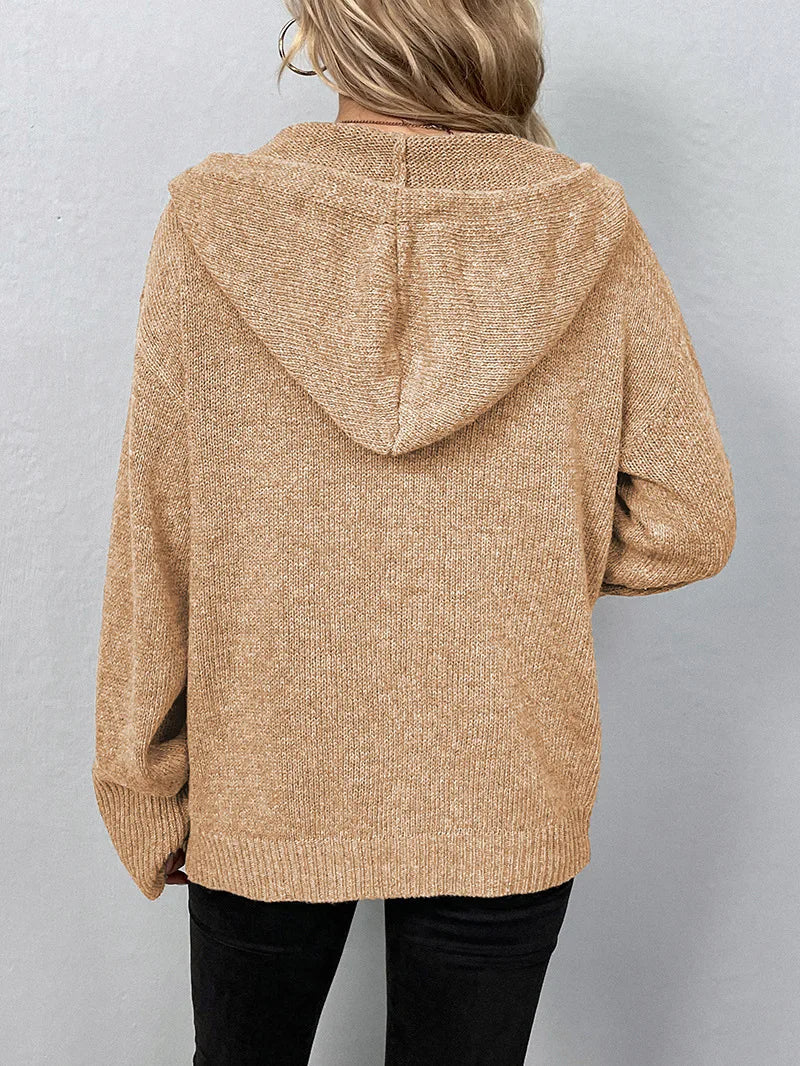 Gestrickter Damen Kapuzen-Cardigan für Alltag und Freizeit