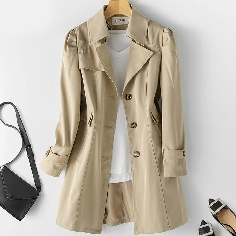 Damen Trenchjacke mit Reverskragen und Knopfleiste