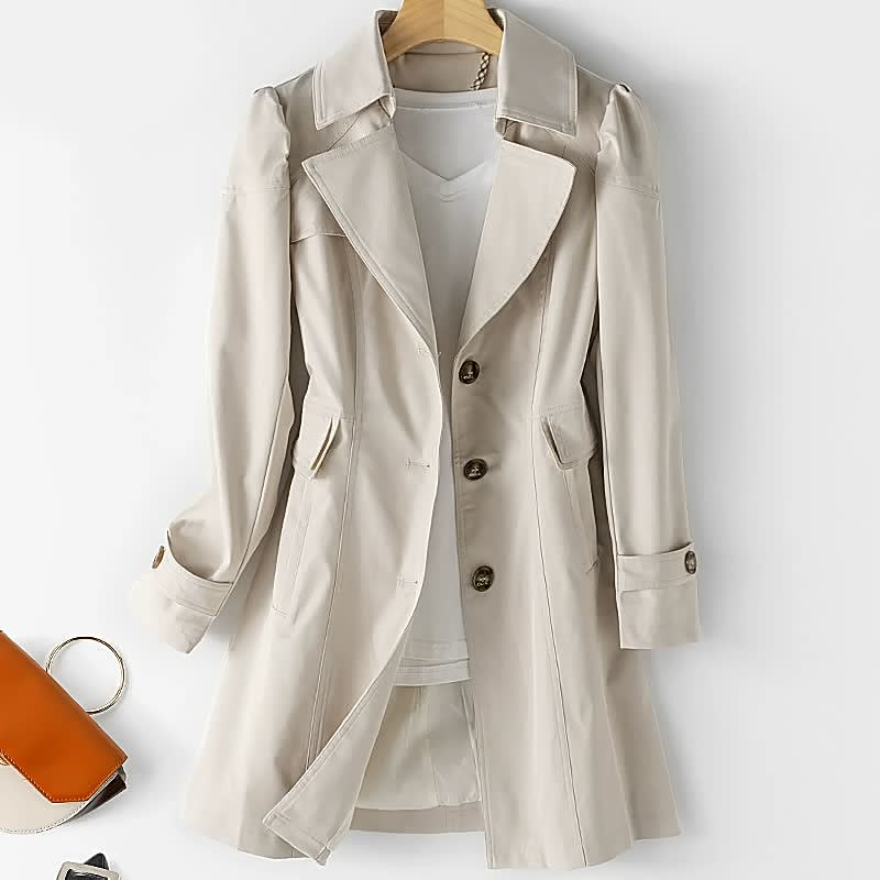 Damen Trenchjacke mit Reverskragen und Knopfleiste