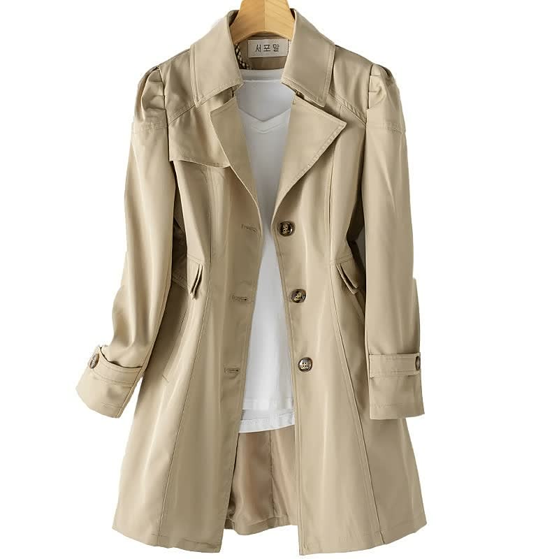 Damen Trenchjacke mit Reverskragen und Knopfleiste