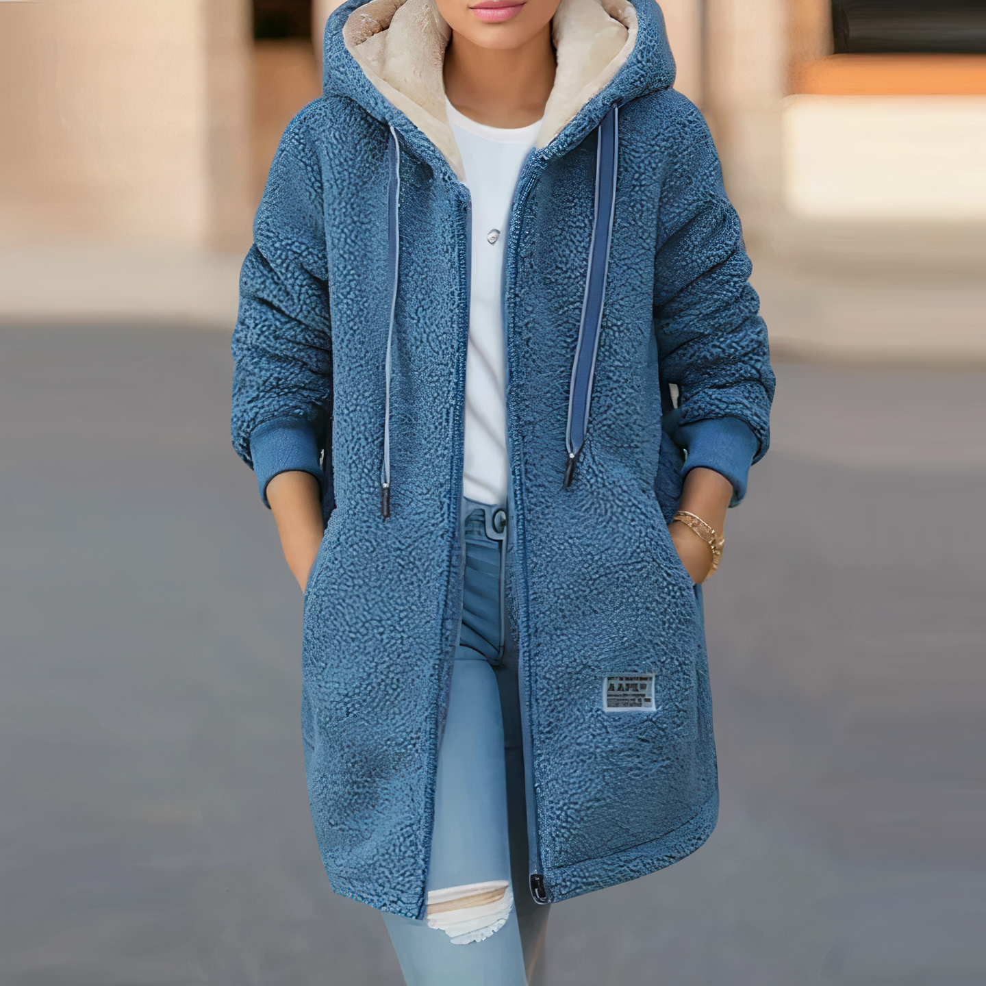 Damen Frühjahrs Fleecejacke mit Kapuze
