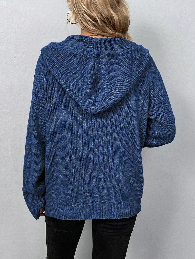 Gestrickter Damen Kapuzen-Cardigan für Alltag und Freizeit