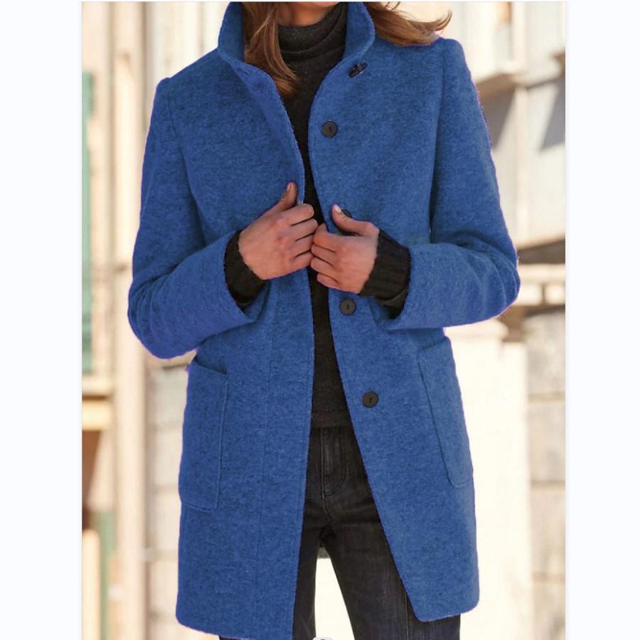 Klassischer Damen-Wollmantel mit Retro-Knopfverschluss