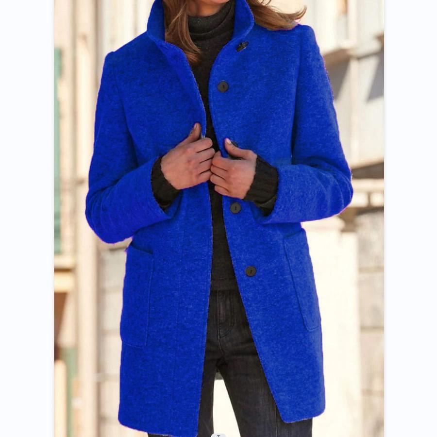 Klassischer Damen-Wollmantel mit Retro-Knopfverschluss