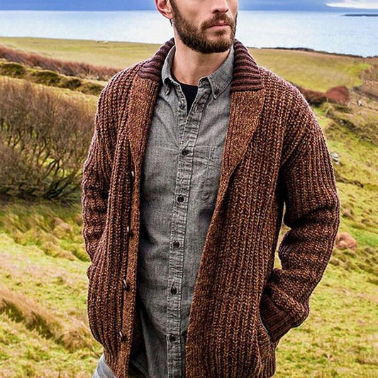 Herren Strickjacke im Grobstrickdesign für Herbst und Winter