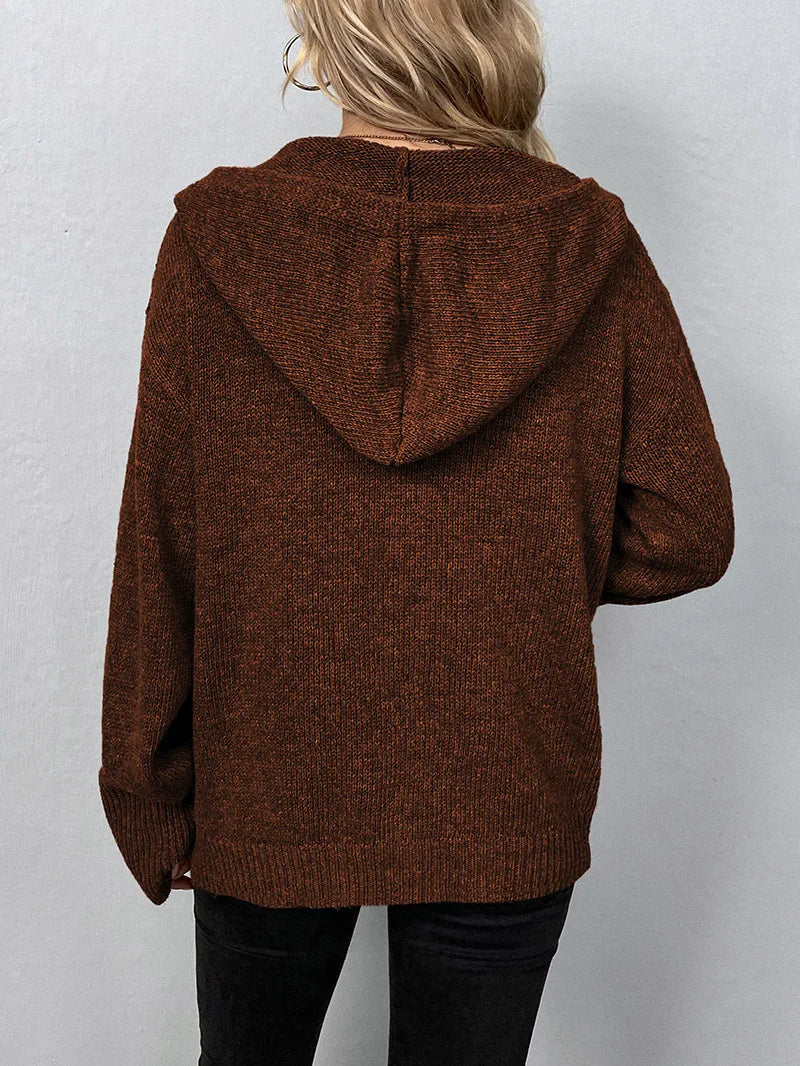 Gestrickter Damen Kapuzen-Cardigan für Alltag und Freizeit