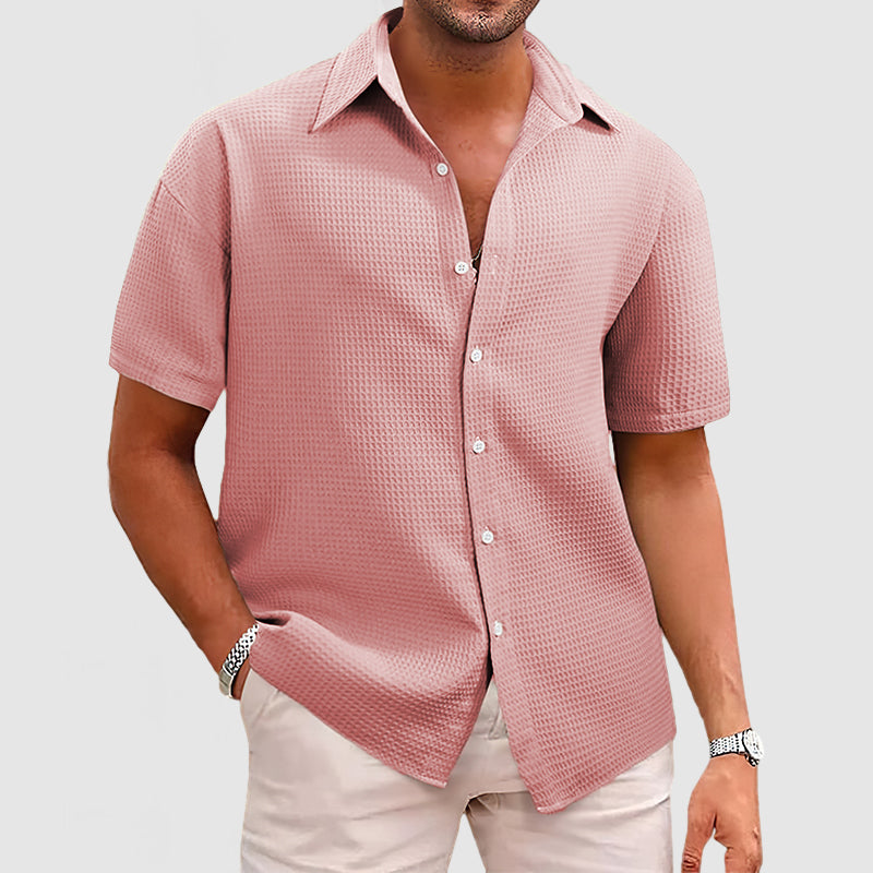 Herren Waffel-Strickmuster Hemd im eleganten Design