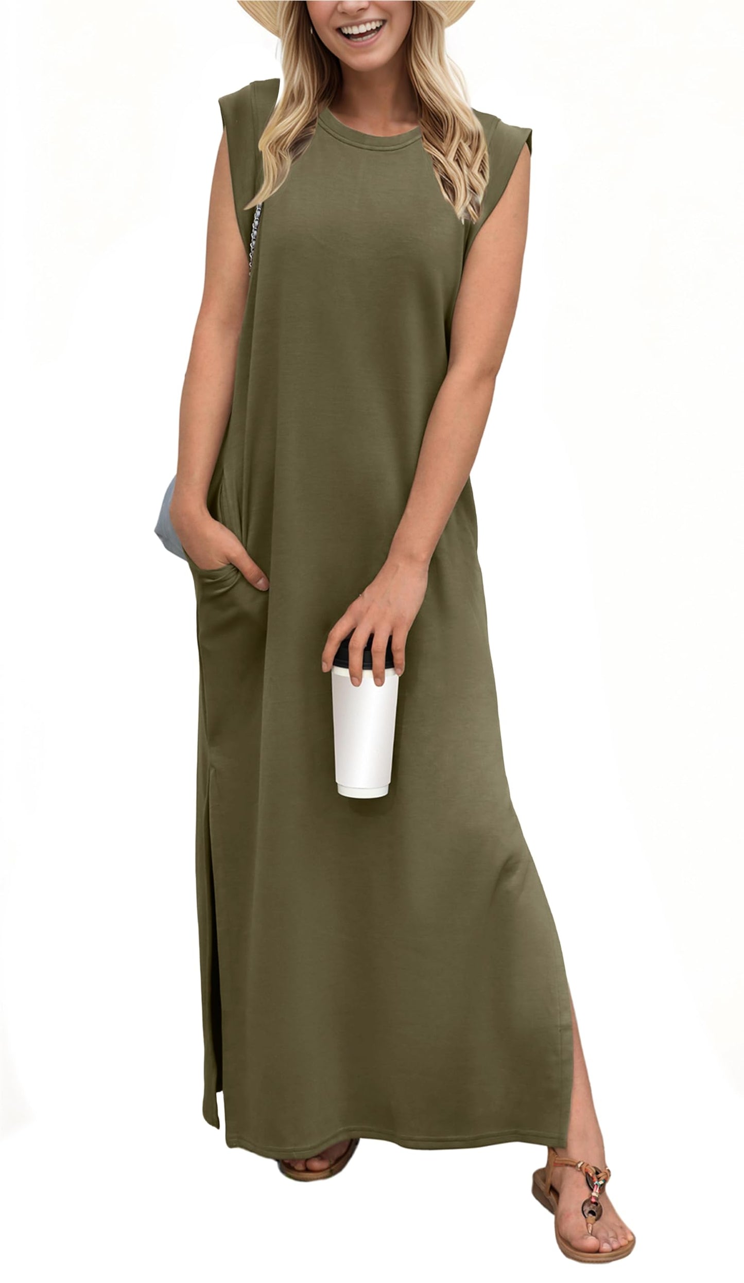 Ärmelloses Maxikleid mit Taschen für Sommerkomfort und Bewegungsfreiheit